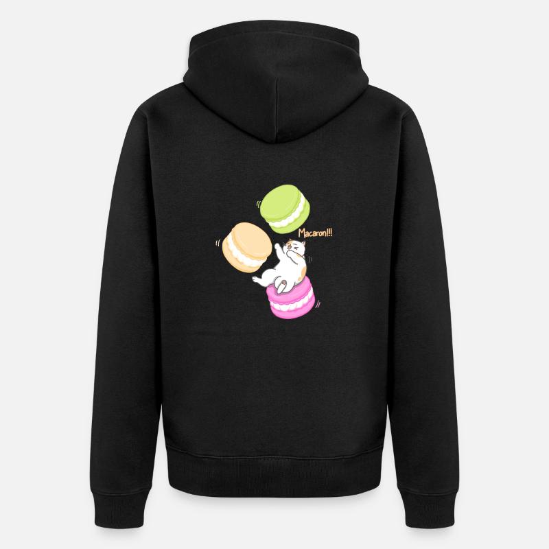 Chat et Macaron - Veste à capuche bio Premium Unisexe - noir