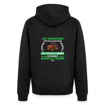 Les vrais hommes deviennent agriculteurs - Veste à capuche bio Premium Unisexe - noir - Dos - Nico (187cm)