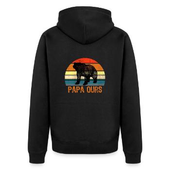 Mann Papa Bär - Unisex Premium Bio Zip Hoodie - Schwarz - Hinten - Nico (187cm)