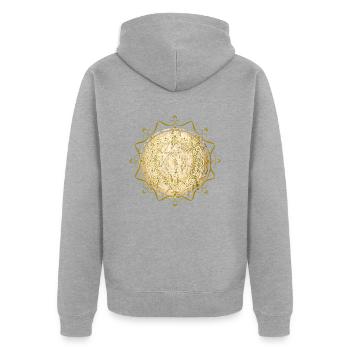 mandala bouddhisme spiritualité - Veste à capuche bio Premium Unisexe - gris chiné - Dos - Nico (187cm)