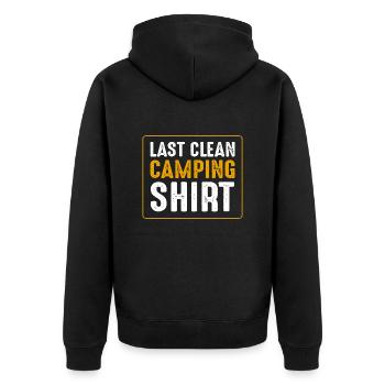 Last clean Camping Shirt - Unisex Premium Bio Zip Hoodie - Schwarz - Hinten - Nico (187cm)