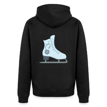 Eislauf Schlittschuh - Unisex Premium Bio Zip Hoodie - Schwarz - Hinten - Nico (187cm)
