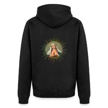 Maria Madonna - Unisex Premium Organic Zip Hoodie - black - Back - Nico (187cm)