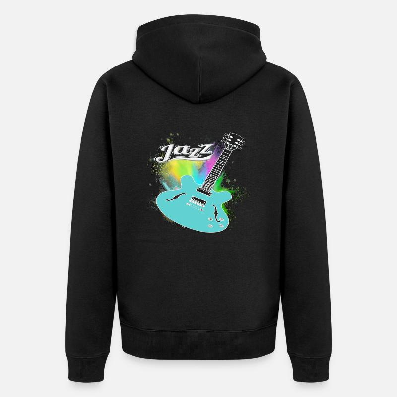 Jazz Guitar Splash Blue - Unisex Premium Bio Zip Hoodie - Schwarz