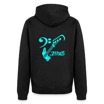Jazz Bass Guitar Neon Color - Unisex Premium Bio Zip Hoodie - Schwarz - Hinten - Nico (187cm)