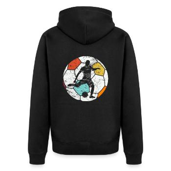 Vintage Fußball Fußballer - Unisex Premium Bio Zip Hoodie - Schwarz - Hinten - Nico (187cm)