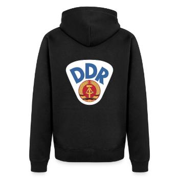 Wappen der DDR Deutschen Demokratischen Republik - Unisex Premium Bio Zip Hoodie - Schwarz - Hinten - Nico (187cm)