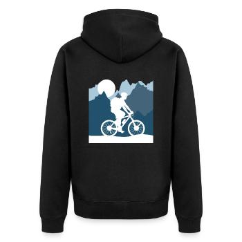 Bike Biking Fahrrad Velo Cycling - Unisex Premium Bio Zip Hoodie - Schwarz - Hinten - Nico (187cm)