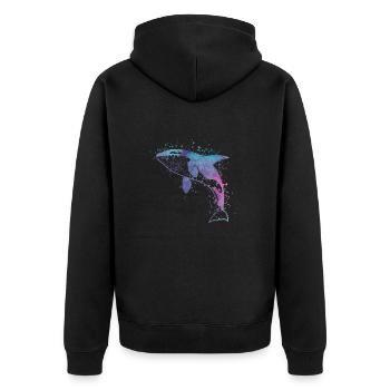 Blue and Purple Paint Splatter Killer Whale - Unisex Premium Organic Zip Hoodie - black - Back - Nico (187cm)