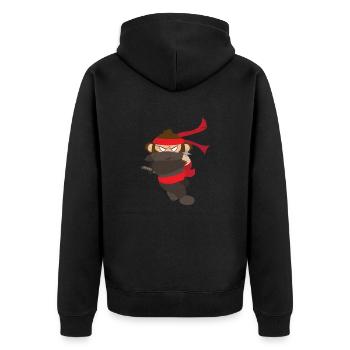 Ninja Affe Lustige Geschenkidee - Unisex Premium Bio Zip Hoodie - Schwarz - Hinten - Nico (187cm)
