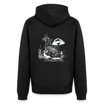 Frosch Tier Amphibienliebhaber Kleidung Geschenk - Unisex Premium Bio Zip Hoodie - Schwarz - Hinten - Nico (187cm)