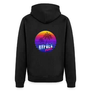 Cypherpunk - Unisex Premium Organic Zip Hoodie - black - Back - Nico (187cm)