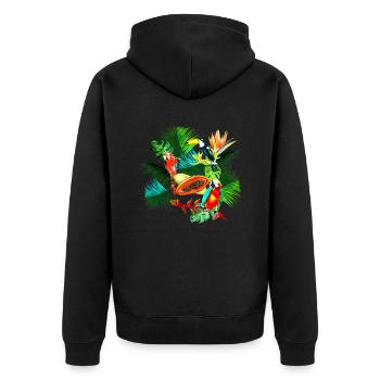 tropical toucans perroquets strelitzia helliconias - Veste à capuche bio Premium Unisexe - noir - Dos - Nico (187cm)