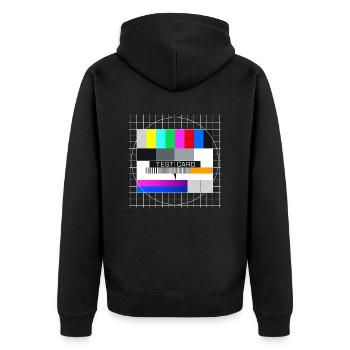 Testbild Fernsehen Bildschirm Sendeschluss Display - Unisex Premium Bio Zip Hoodie - Schwarz - Hinten - Nico (187cm)