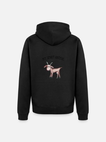 Min ånd Animal Mountain Ged - Premium økologisk unisex-hættejakke - sort