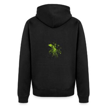 Colorsplash grün - Unisex Premium Bio Zip Hoodie - Schwarz - Hinten - Nico (187cm)