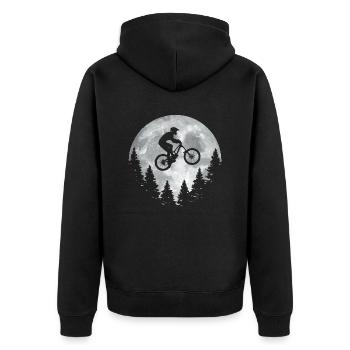 Mountainbiker Moon Cyclist Cyclist Cyclist - Unisex Premium Organic Zip Hoodie - black - Back - Nico (187cm)