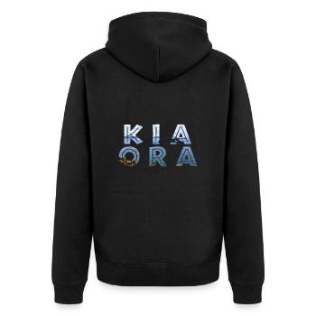 Double Exposure Kia Ora Ozean Neuseeland Geschenk - Unisex Premium Bio Zip Hoodie - Schwarz - Hinten - Nico (187cm)