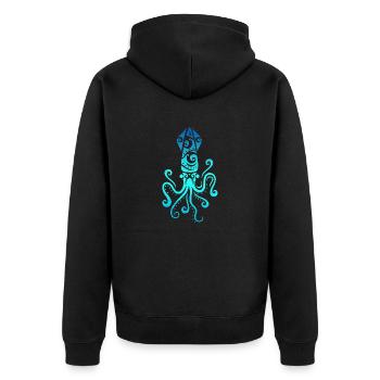 Maori Squid Polynesian Tribal Tattoo Geschenkidee - Unisex Premium Bio Zip Hoodie - Schwarz - Hinten - Nico (187cm)