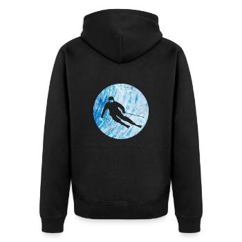 Double Exposure Skifahrer Skifahren Skiliebhaber - Unisex Premium Bio Zip Hoodie - Schwarz - Hinten - Nico (187cm)