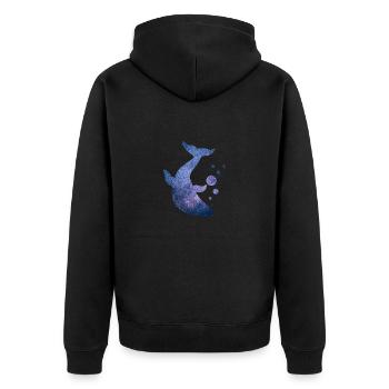Double Exposure Whale Star Starry Sky Geschenkidee - Unisex Premium Bio Zip Hoodie - Schwarz - Hinten - Nico (187cm)