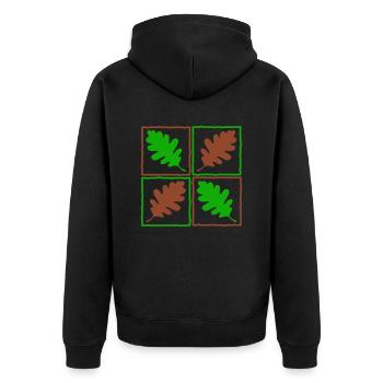Eichenlaub deutscher Wald Blätter Eicheln Herbst - Unisex Premium Bio Zip Hoodie - Schwarz - Hinten - Nico (187cm)