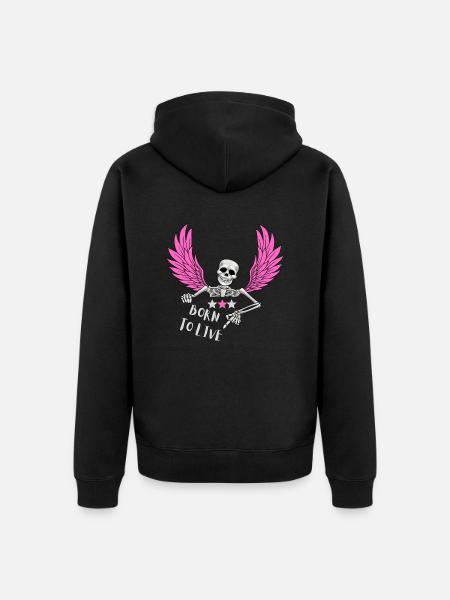 BORN TO LIVE - Unisex Premium Organic Zip Hoodie - black