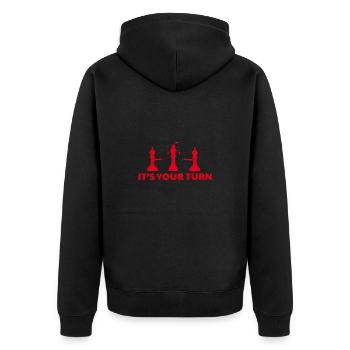Chess It's your turn Schachbrett Lustiges Geschenk - Unisex Premium Bio Zip Hoodie - Schwarz - Hinten - Nico (187cm)