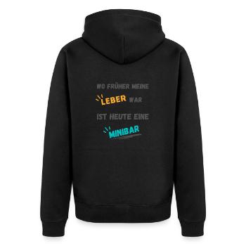 Witziger spruch lustig bier leber minibar - Unisex Premium Bio Zip Hoodie - Schwarz - Hinten - Nico (187cm)