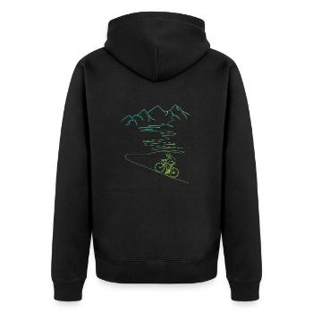Rennrad mit Berg, Alpenpass, Serpentinen - Unisex Premium Bio Zip Hoodie - Schwarz - Hinten - Nico (187cm)