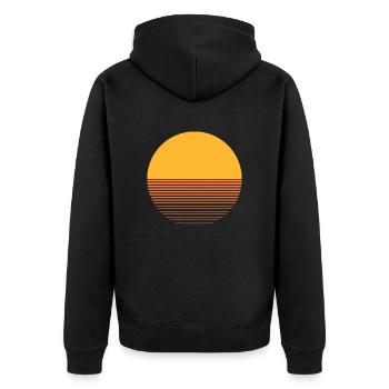 Schaufel sun - Unisex Premium Bio Zip Hoodie - Schwarz - Hinten - Nico (187cm)