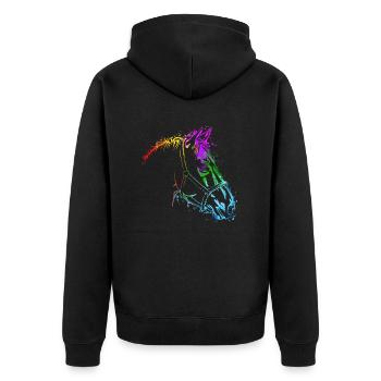 Pferdekopf Bunt Pferd Pferde - Unisex Premium Bio Zip Hoodie - Schwarz - Hinten - Nico (187cm)