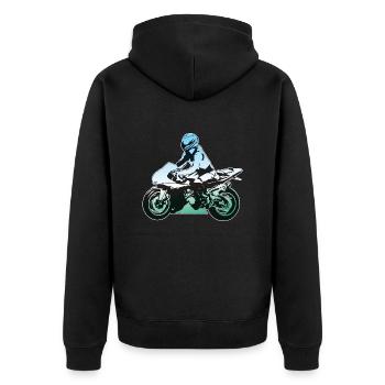 Moto Motorbike couleur coloré - Veste à capuche bio Premium Unisexe - noir - Dos - Nico (187cm)
