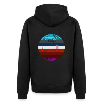 Tokyo - Unisex Premium Bio Zip Hoodie - Schwarz - Hinten - Nico (187cm)