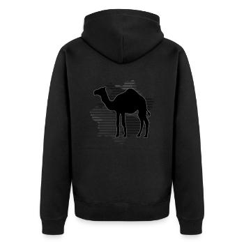 Camel - Unisex Premium Organic Zip Hoodie - black - Back - Nico (187cm)