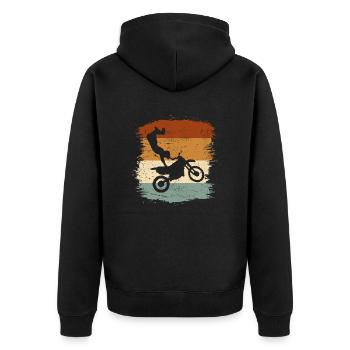 Motocross Vintage Retro Motorrad - Unisex Premium Bio Zip Hoodie - Schwarz - Hinten - Nico (187cm)