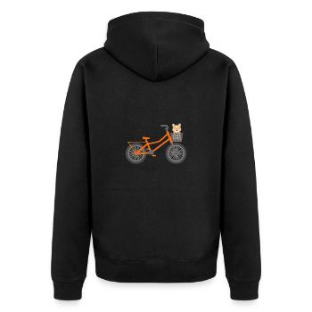 Corgi auf Fahrrad Radeln Corgi-Liebhaber Geschenk - Unisex Premium Bio Zip Hoodie - Schwarz - Hinten - Nico (187cm)