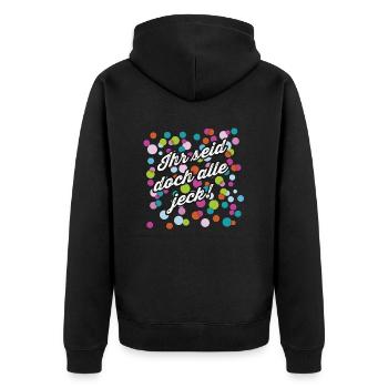 Karneval sind doch alle jeck! - Unisex Premium Bio Zip Hoodie - Schwarz - Hinten - Nico (187cm)