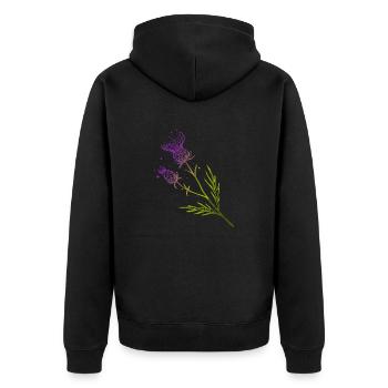 Schottland Distel Blume Tattoo Design Geschenkidee - Unisex Premium Bio Zip Hoodie - Schwarz - Hinten - Nico (187cm)