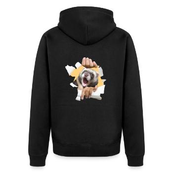 Ein Frettchen zu Hause - Unisex Premium Bio Zip Hoodie - Schwarz - Hinten - Nico (187cm)