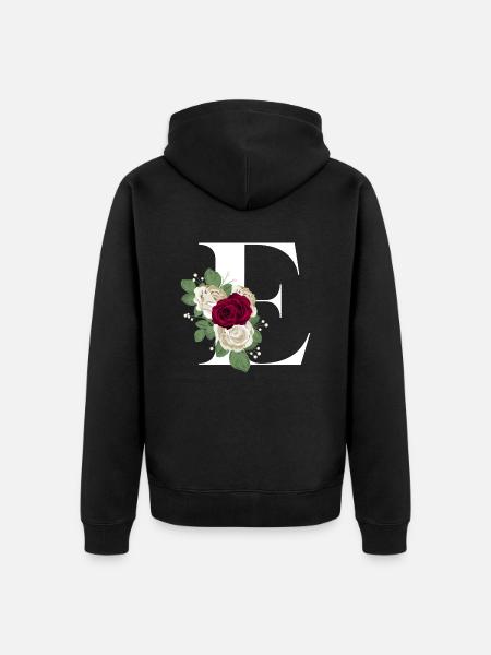 lettre E fleuris - Veste à capuche bio Premium Unisexe - noir