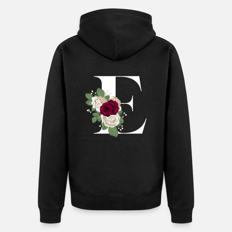 lettre E fleuris - Veste à capuche bio Premium Unisexe - noir