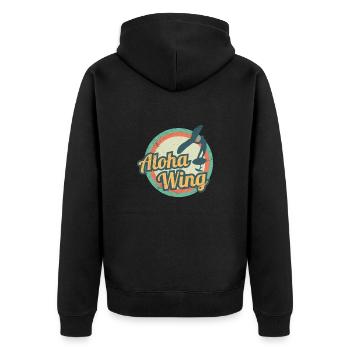 Wing Foiling Aloha Wing Wingsurf Hawaii Gift - Unisex Premium Organic Zip Hoodie - black - Back - Nico (187cm)