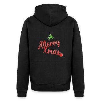 Merry Xmas Christmas sweater - Unisex Premium Organic Zip Hoodie - black - Back - Nico (187cm)