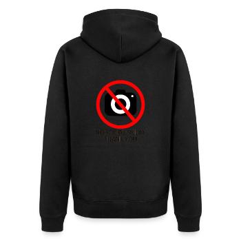 no social media - Unisex Premium Bio Zip Hoodie - Schwarz - Hinten - Nico (187cm)
