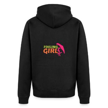 Surfer Foiling Girl Wingfoil WingfoilEr Gift - Unisex Premium Organic Zip Hoodie - black - Back - Nico (187cm)