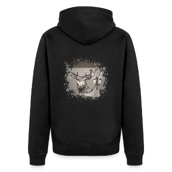 Rehe und Rehe - Unisex Premium Bio Zip Hoodie - Schwarz - Hinten - Nico (187cm)
