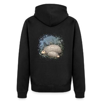 Igel - Unisex Premium Bio Zip Hoodie - Schwarz - Hinten - Nico (187cm)
