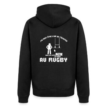 Rugby passion sport cadeau - Veste à capuche bio Premium Unisexe - noir - Dos - Nico (187cm)
