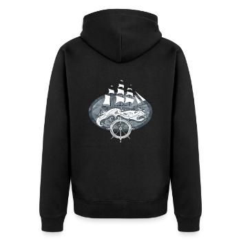 Sailing ship - Unisex Premium Organic Zip Hoodie - black - Back - Nico (187cm)